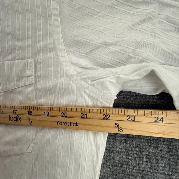 Faconnable Cotton Large Button-Down Striped White Men Pocket Long Sleeve Shirt - Picture 7 of 16